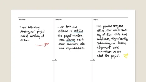 Feedback model template for reMarkable tablet with filled in content