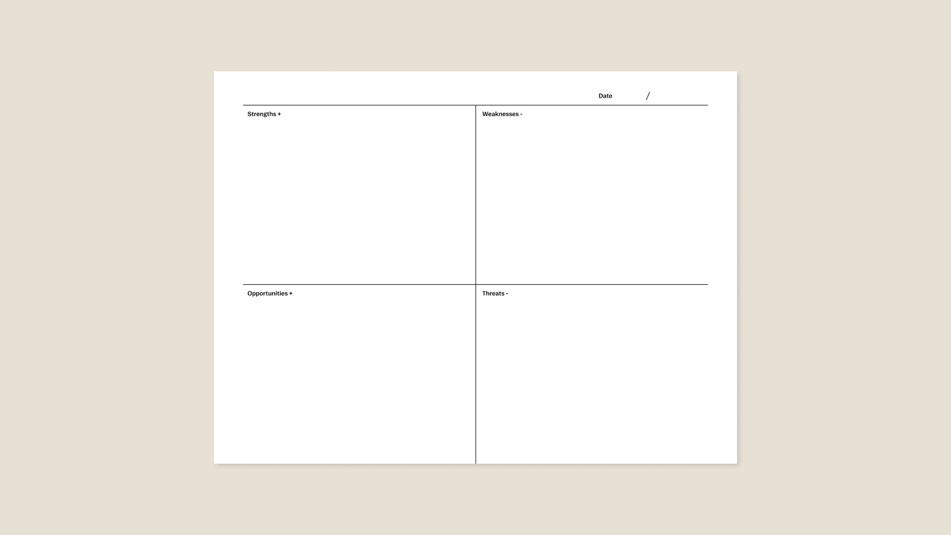 SWOT analysis template for reMarkable tablet