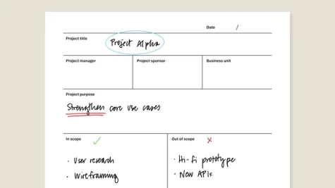 Project brief template for reMarkable tablet with filled in content