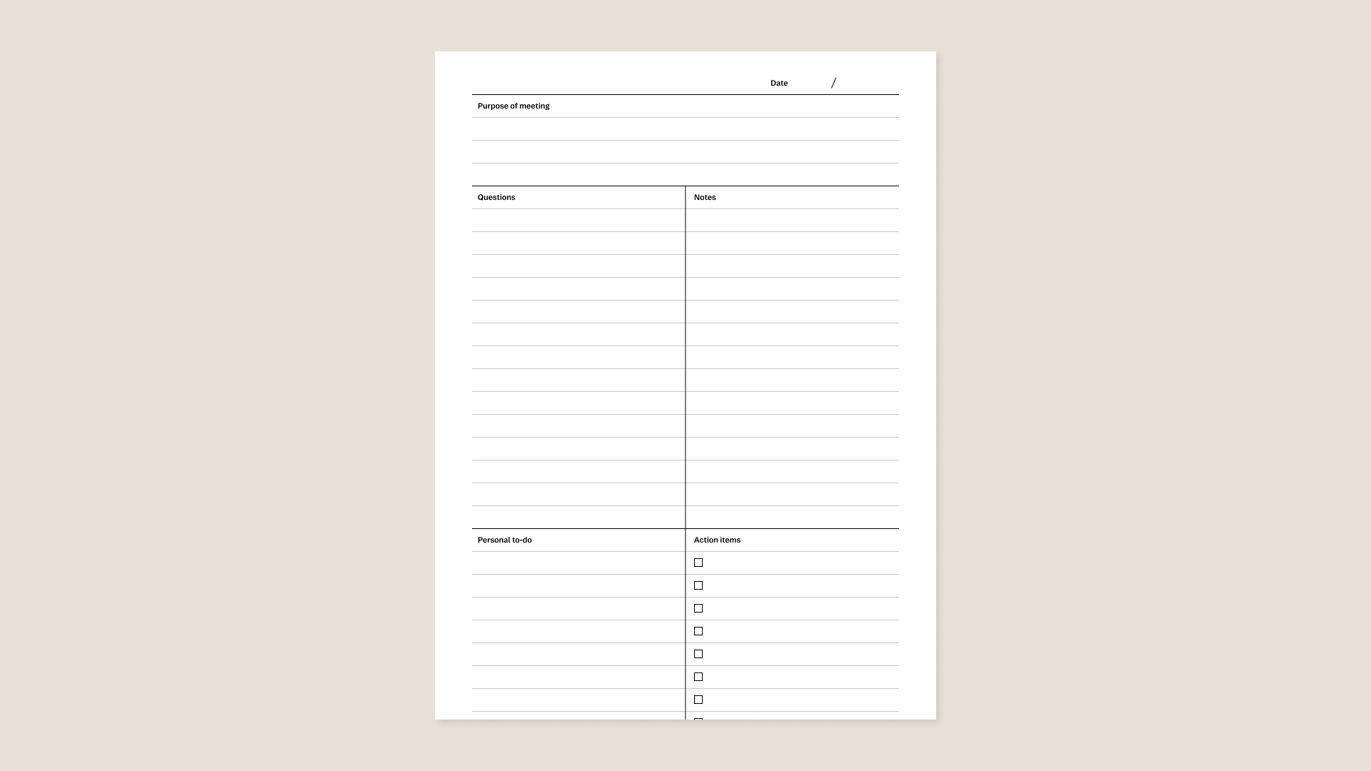 Quadrant method template for reMarkable tablet