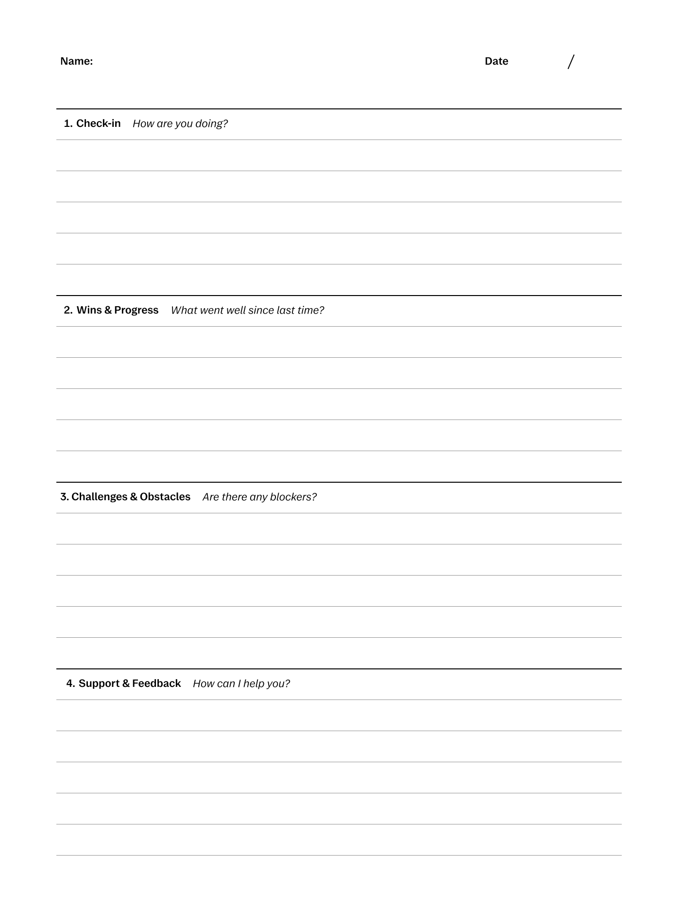 1-1 Meetings template for reMarkable paper tablets