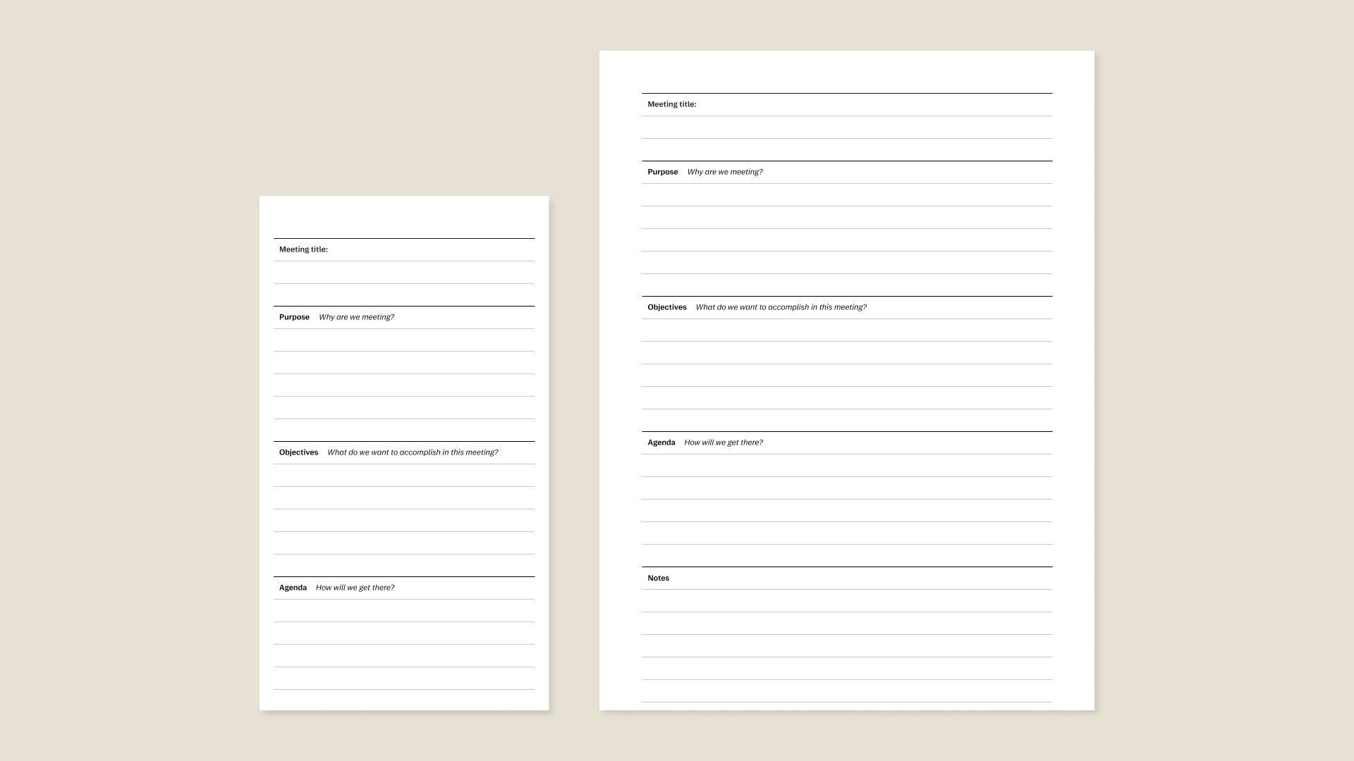 Meeting outcomes template for reMarkable paper tablet