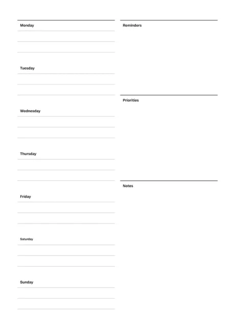 Weekly planner template for reMarkable tablet