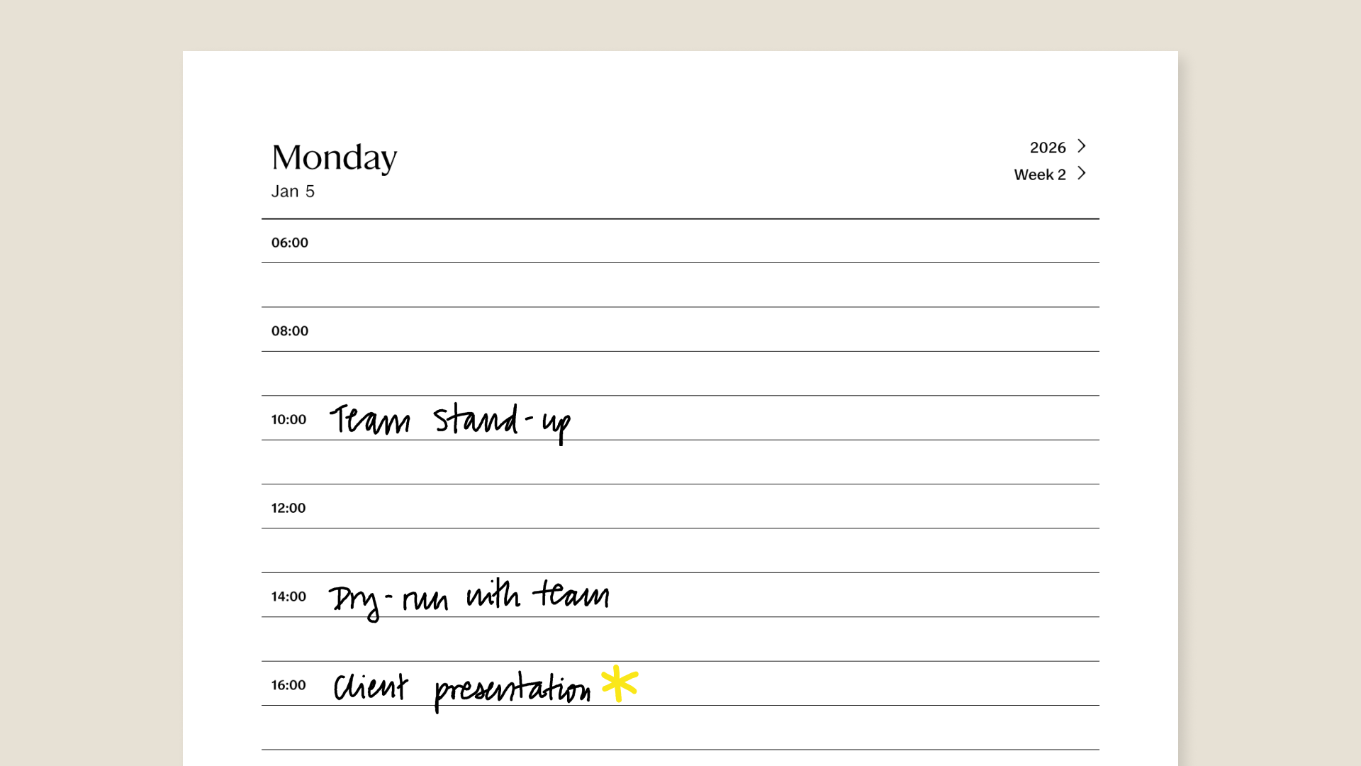 2026 Calendar workbook for reMarkable Paper Tablets