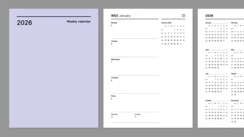 Weekly 2026 calendar from Giuseppe Farina for reMarkable tablet