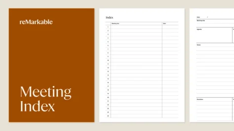 Meeting index for reMarkable tablet