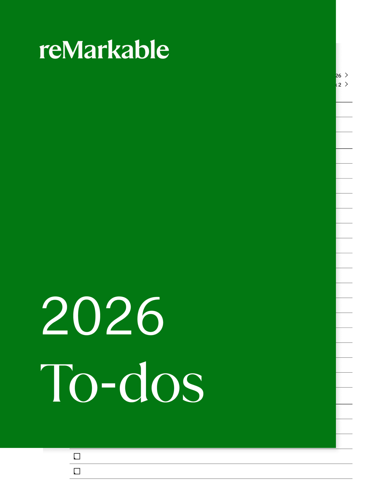 2026 To-do workbook for reMarkable paper tablets