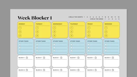 Week blocker workbook for reMarkable tablet