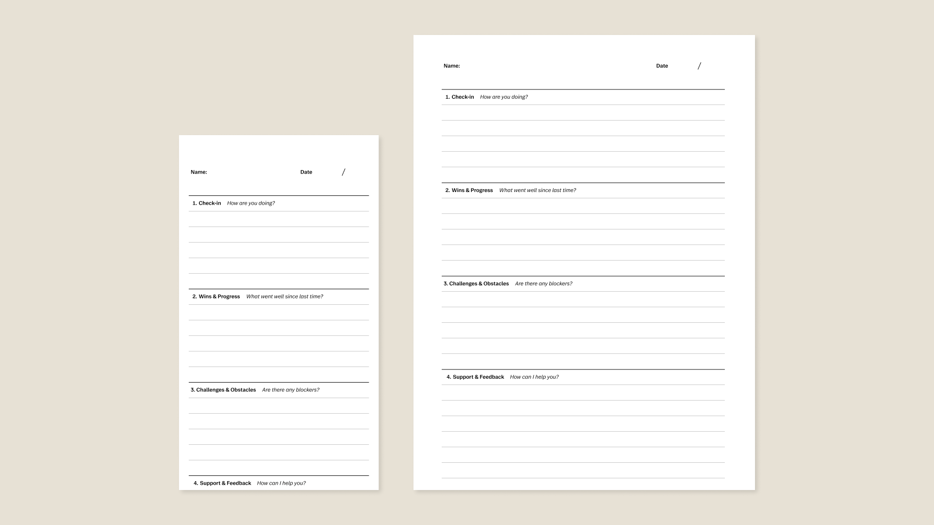 1-1 Meetings template for reMarkable paper tablets