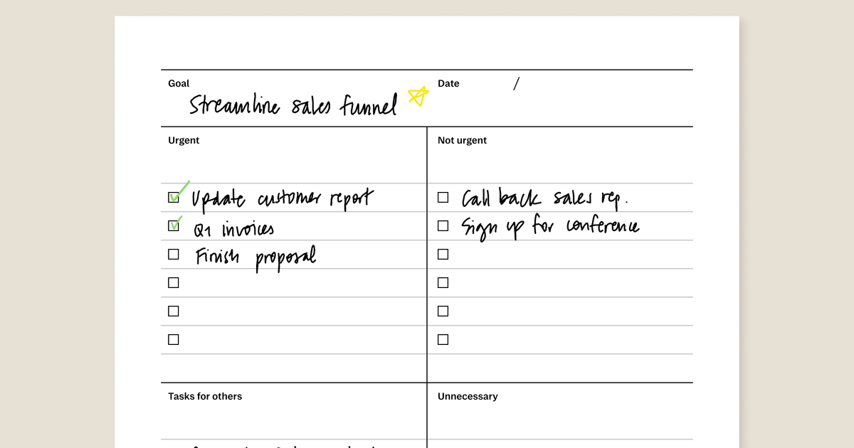 Task priority template reMarkable Methods reMarkable Methods