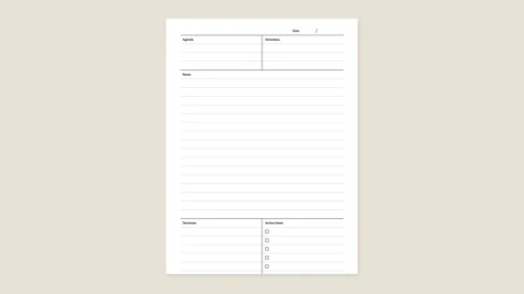 Meeting minutes template for reMarkable tablet