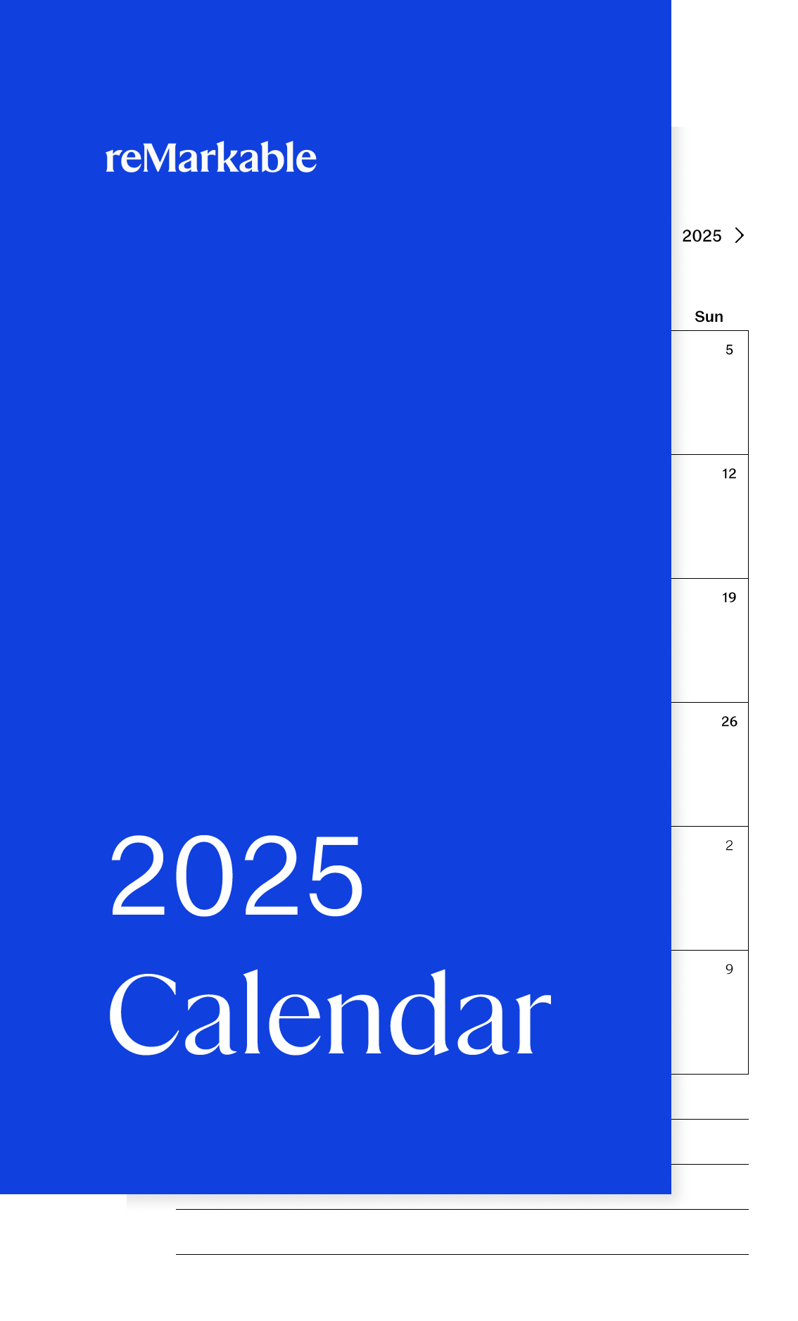 2025 Calendar for reMarkable Paper Pro Move