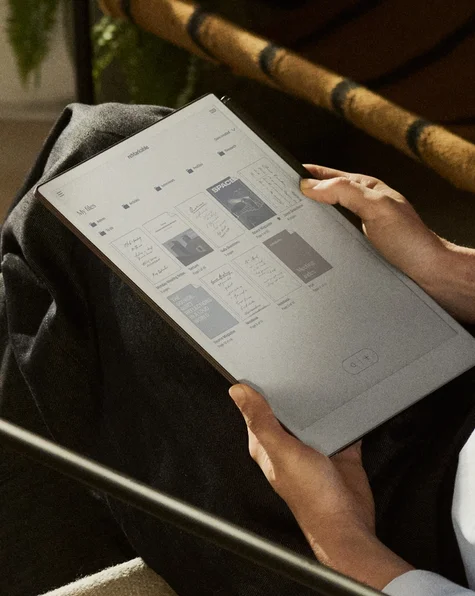 reMarkable Paper Pro being used to organise documents and folders