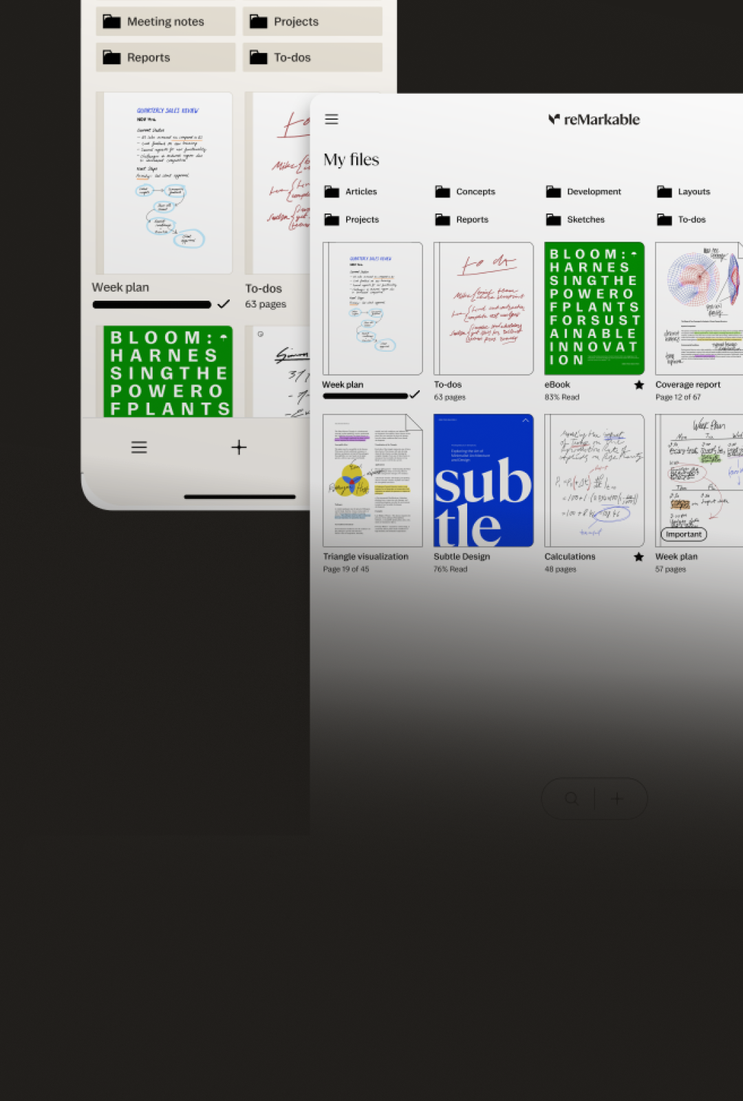 Person filtering the search results of their handwritten notes