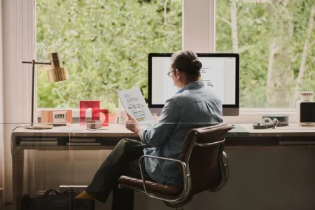 A man working from home office
