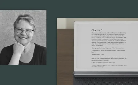 A reMarkable paper tablet displays "Chapter 6" from a book.