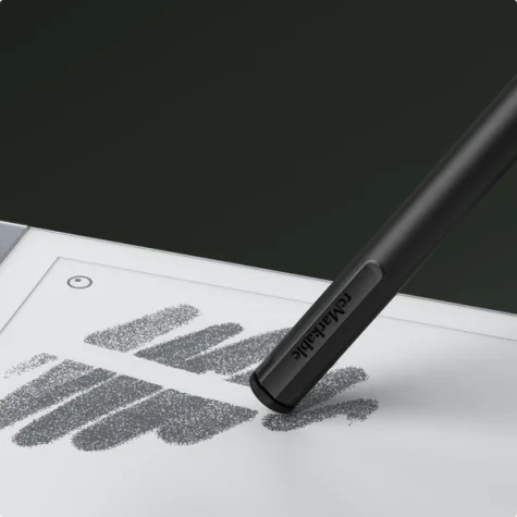 reMarkable 2 tablet being used with the Marker Plus to erase a drawing.