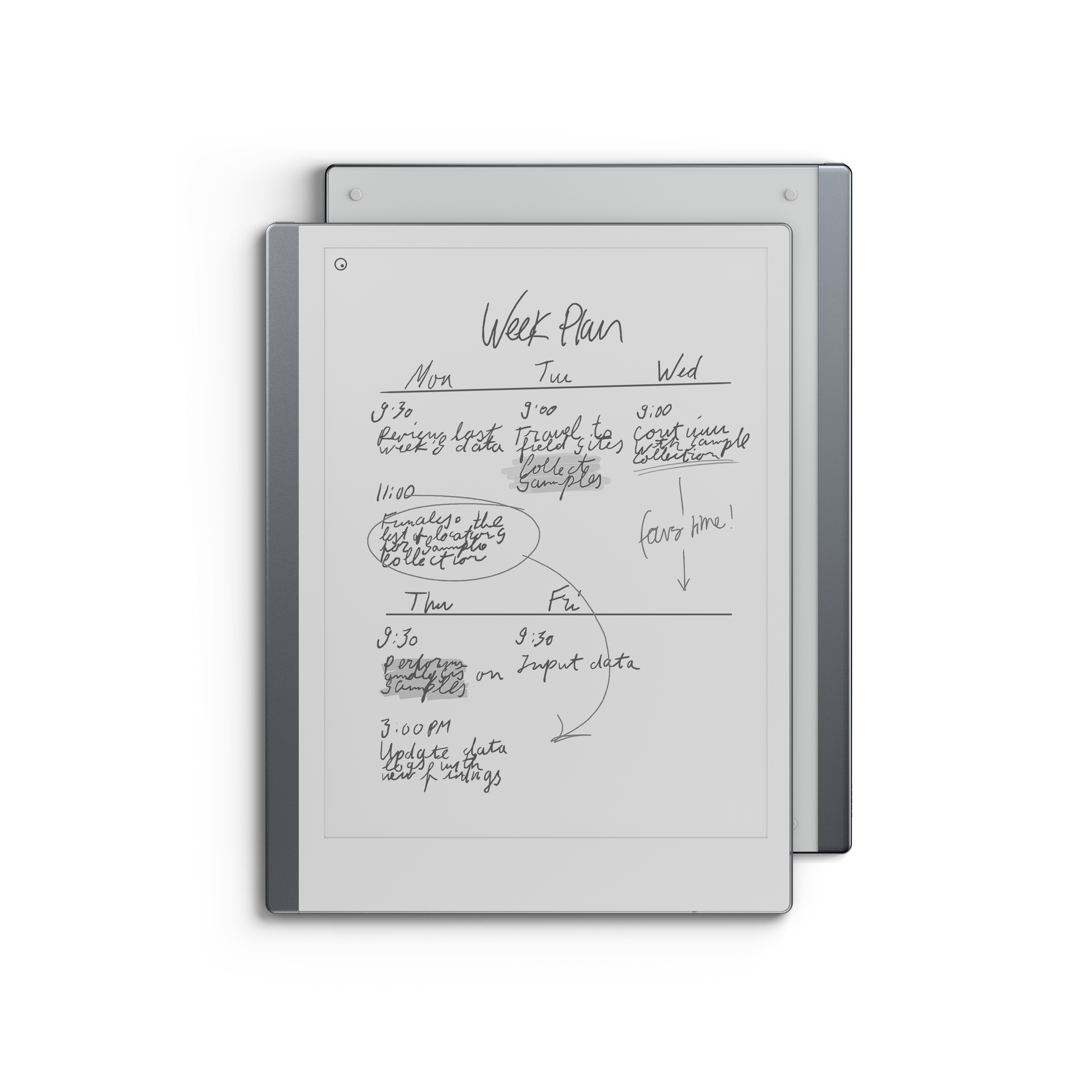 Image of the front and backside of reMarkable 2