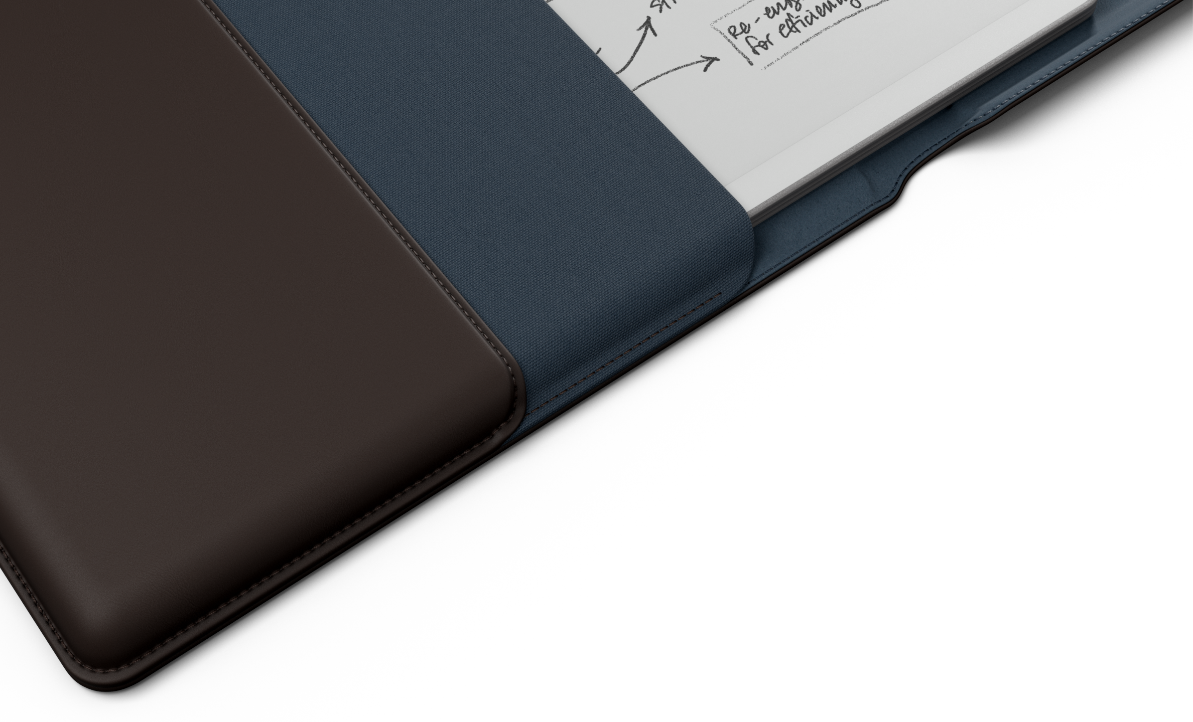 Image of the reMarkable Paper Pure with the Premium Leather Forest Brown Sleeve Folio