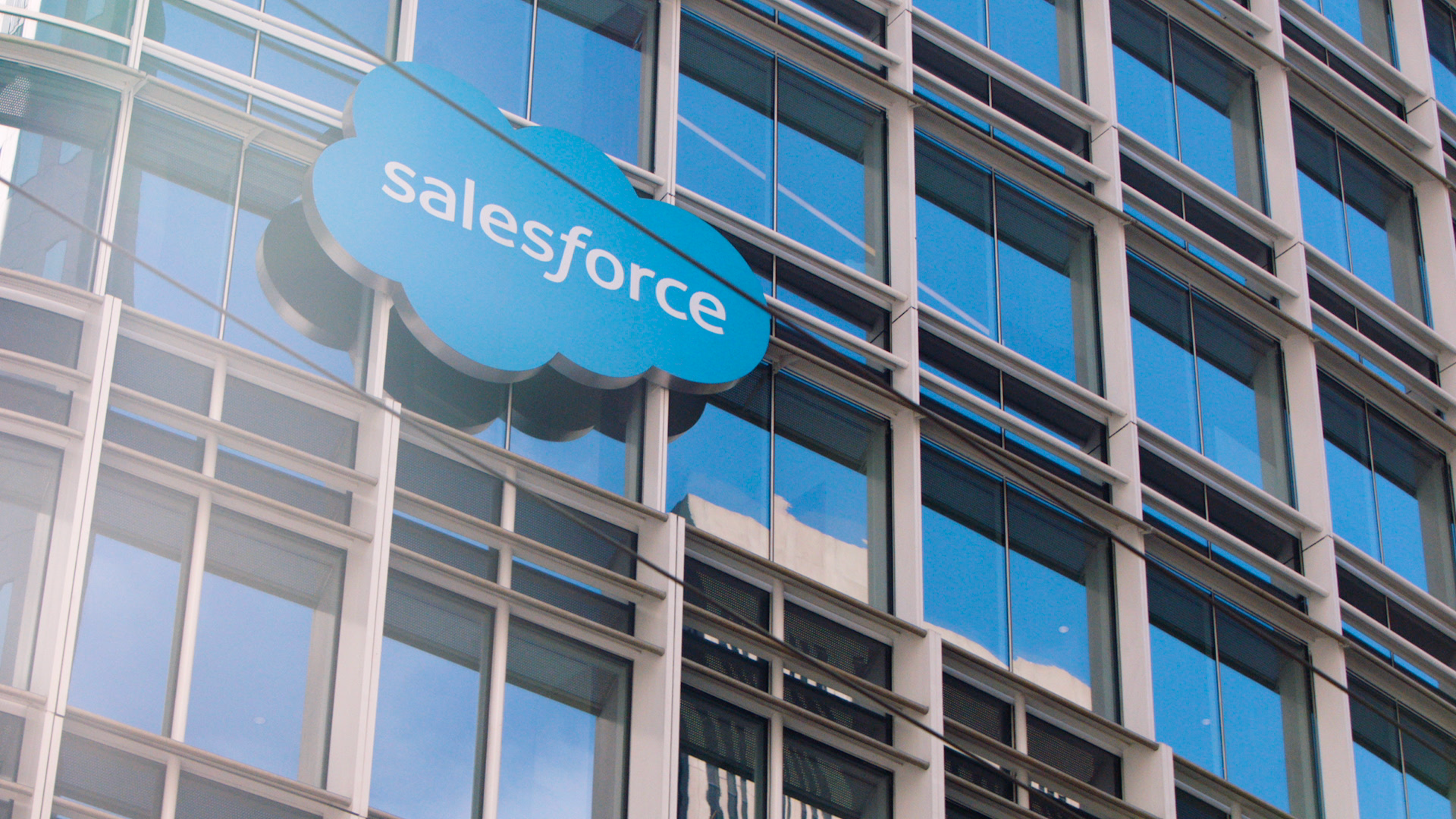 A Salesforce building on a sunny day.
