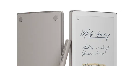 A closeup of the front and back of the paper tablet reMarkable Paper Pro Move.