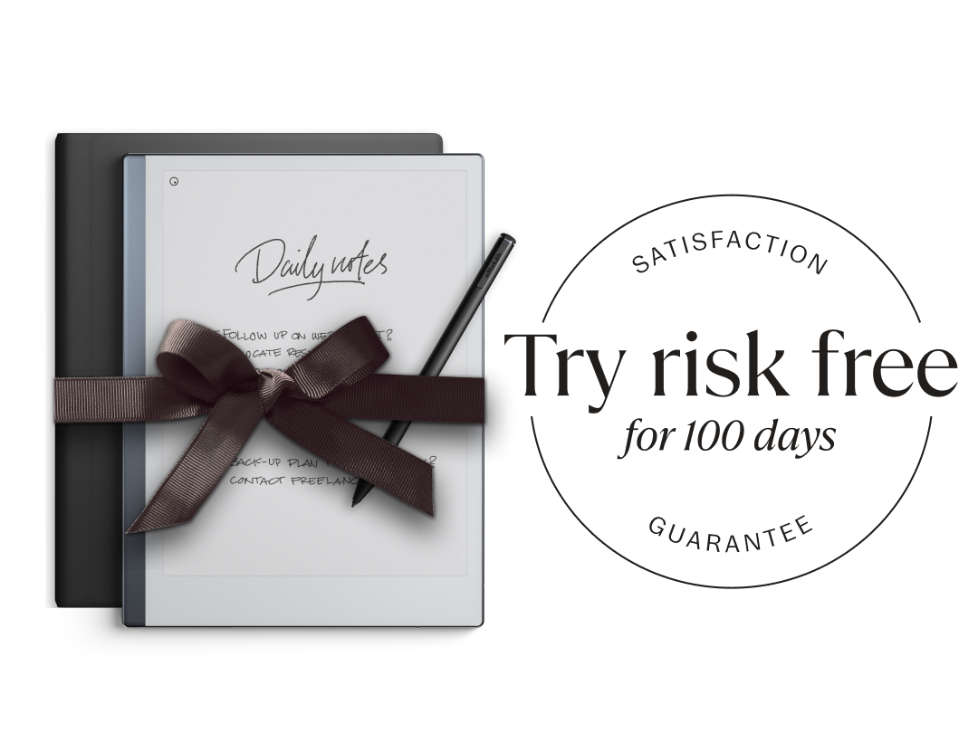 reMarkable tablet with badge