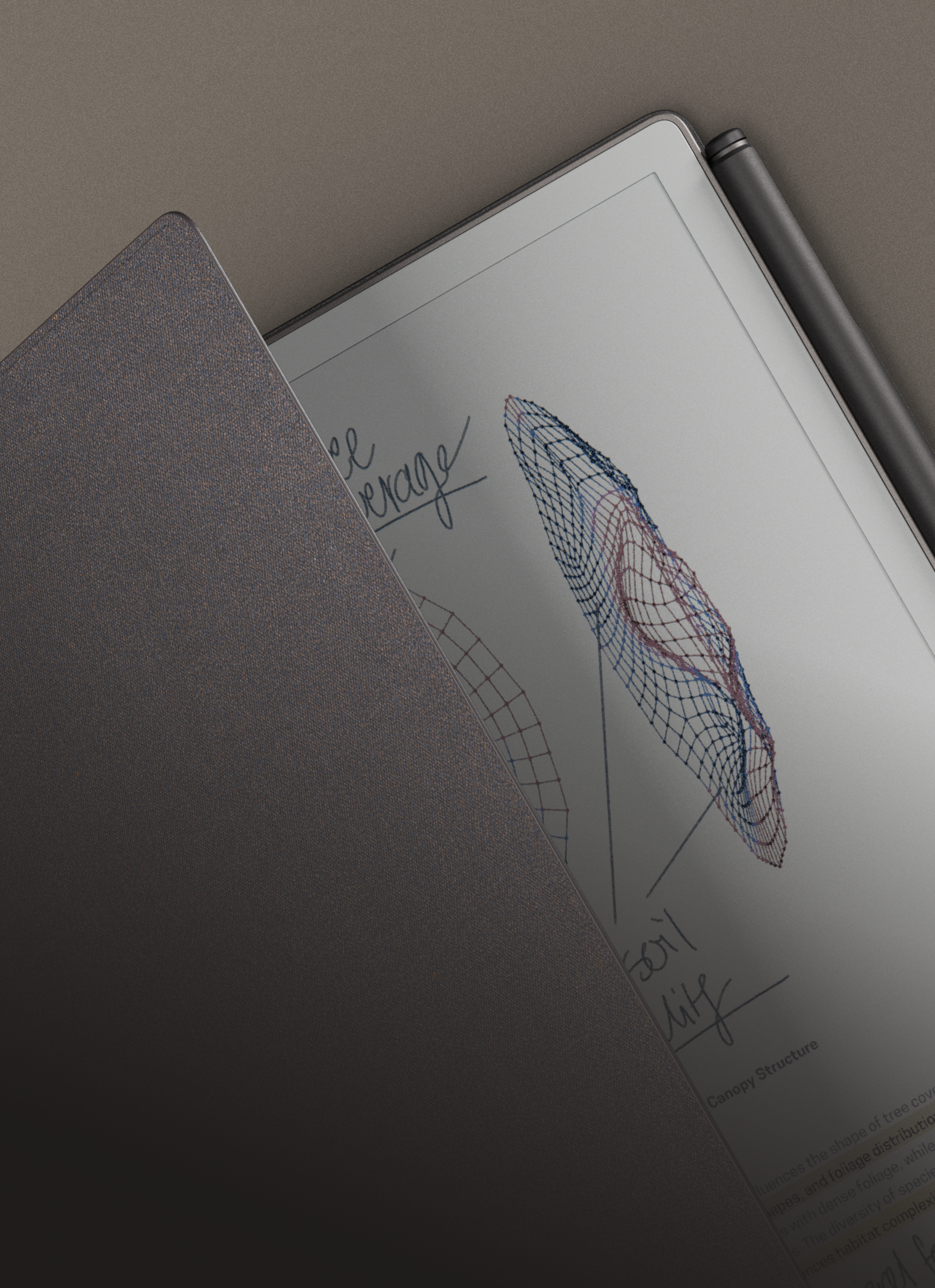 reMarkable Paper Pro tablet showing scientific sketches and notes with the Marker.