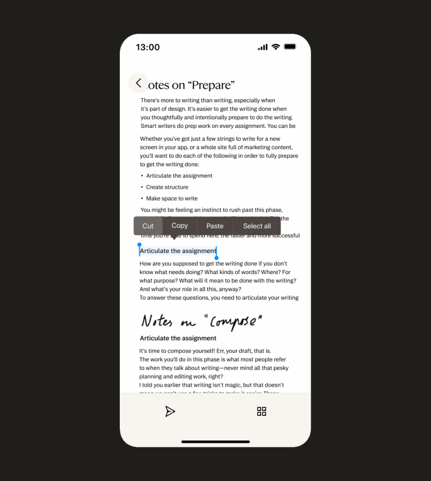 A detailed close-up of the back of the reMarkable Paper Pro. The focus is on the smooth, matte finish of the anodized aluminum chassis and the minimalist reMarkable logo engraved on the surface.