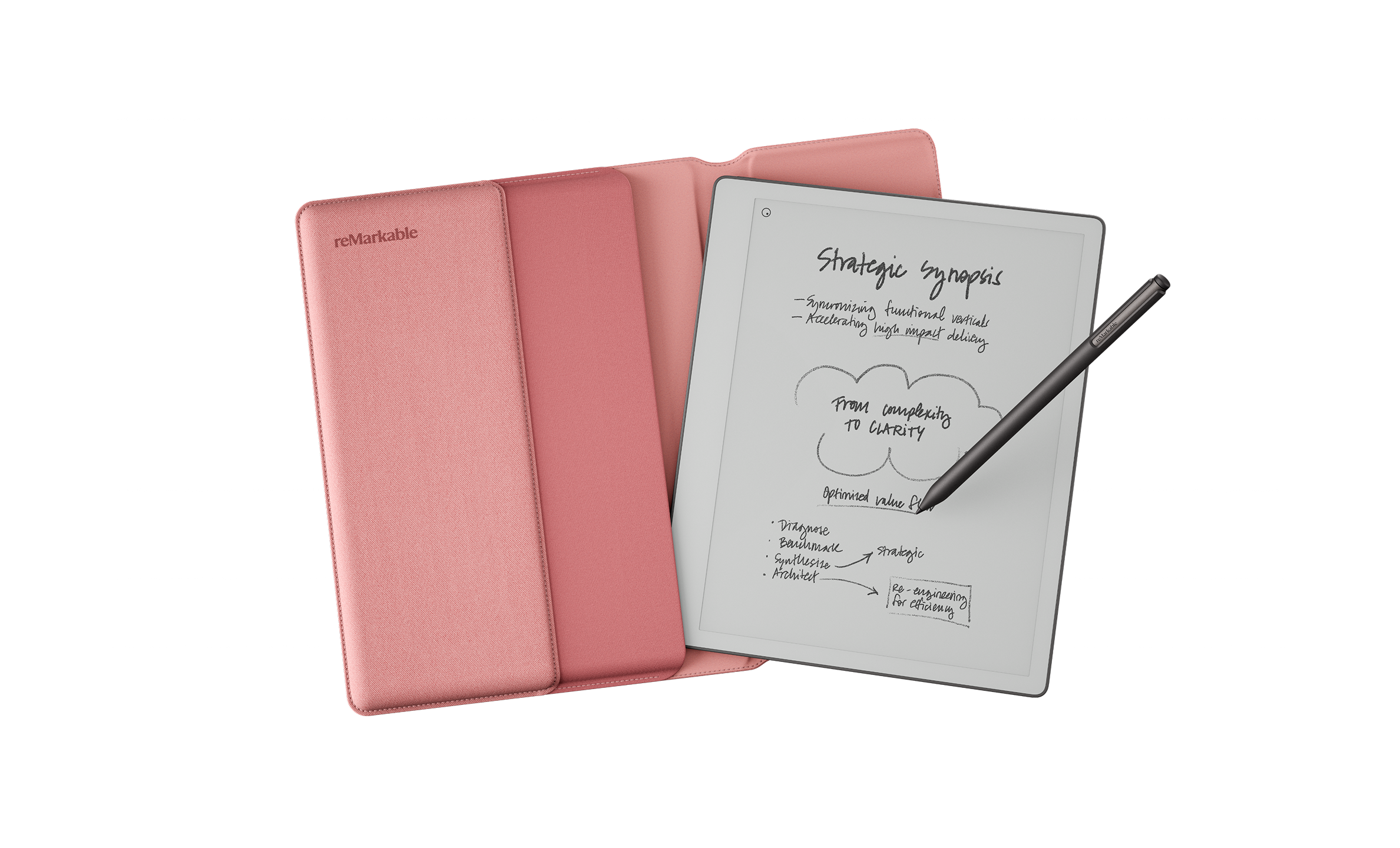 Image of the reMarkable Paper Pure with Marker Plus and Desert Pink Folio