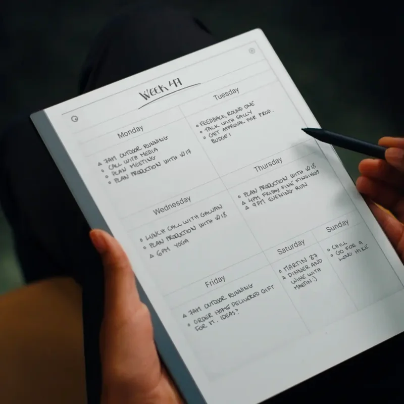 Weekly planner on reMarkable tablet