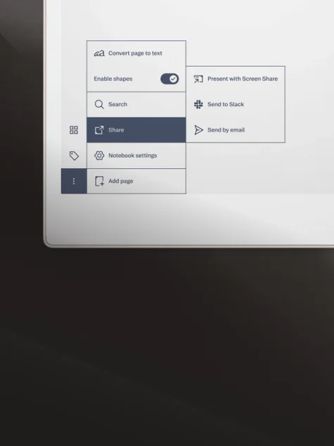 Screenshot of a share-to-slack integration on the paper tablet.