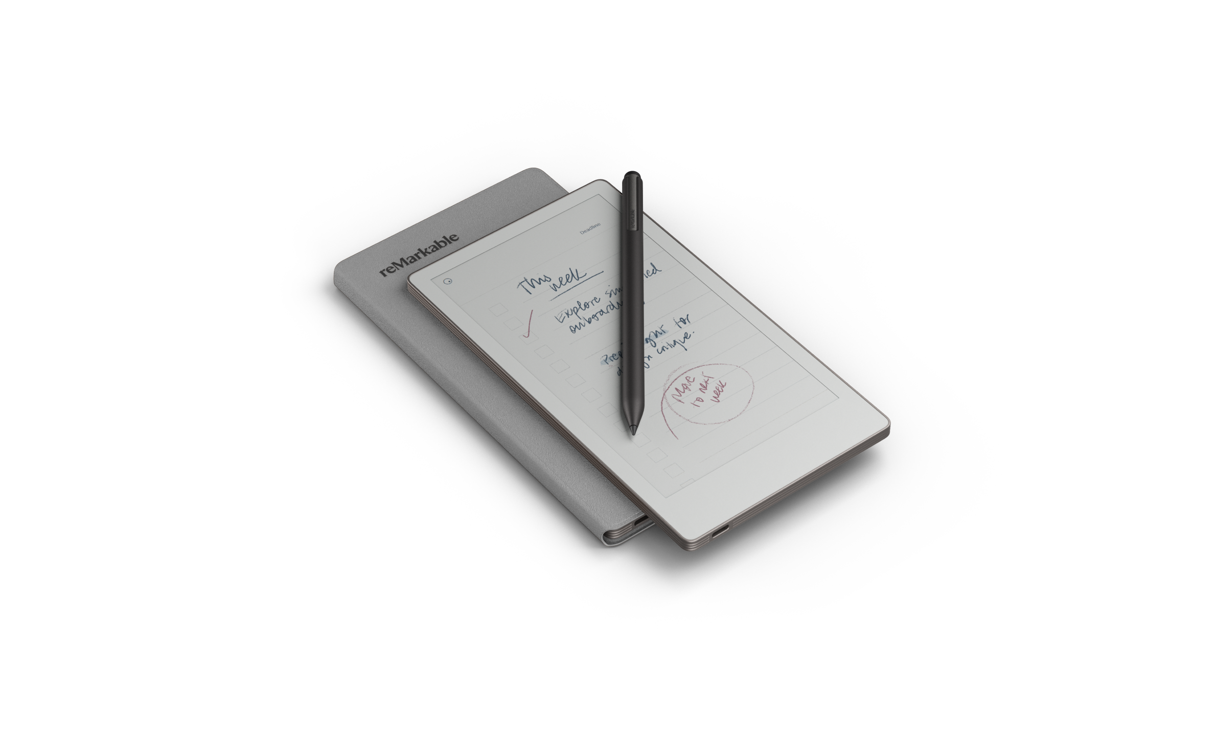 reMarkable Paper Pro Move with Marker Plus and Polymer Weave Folio overview