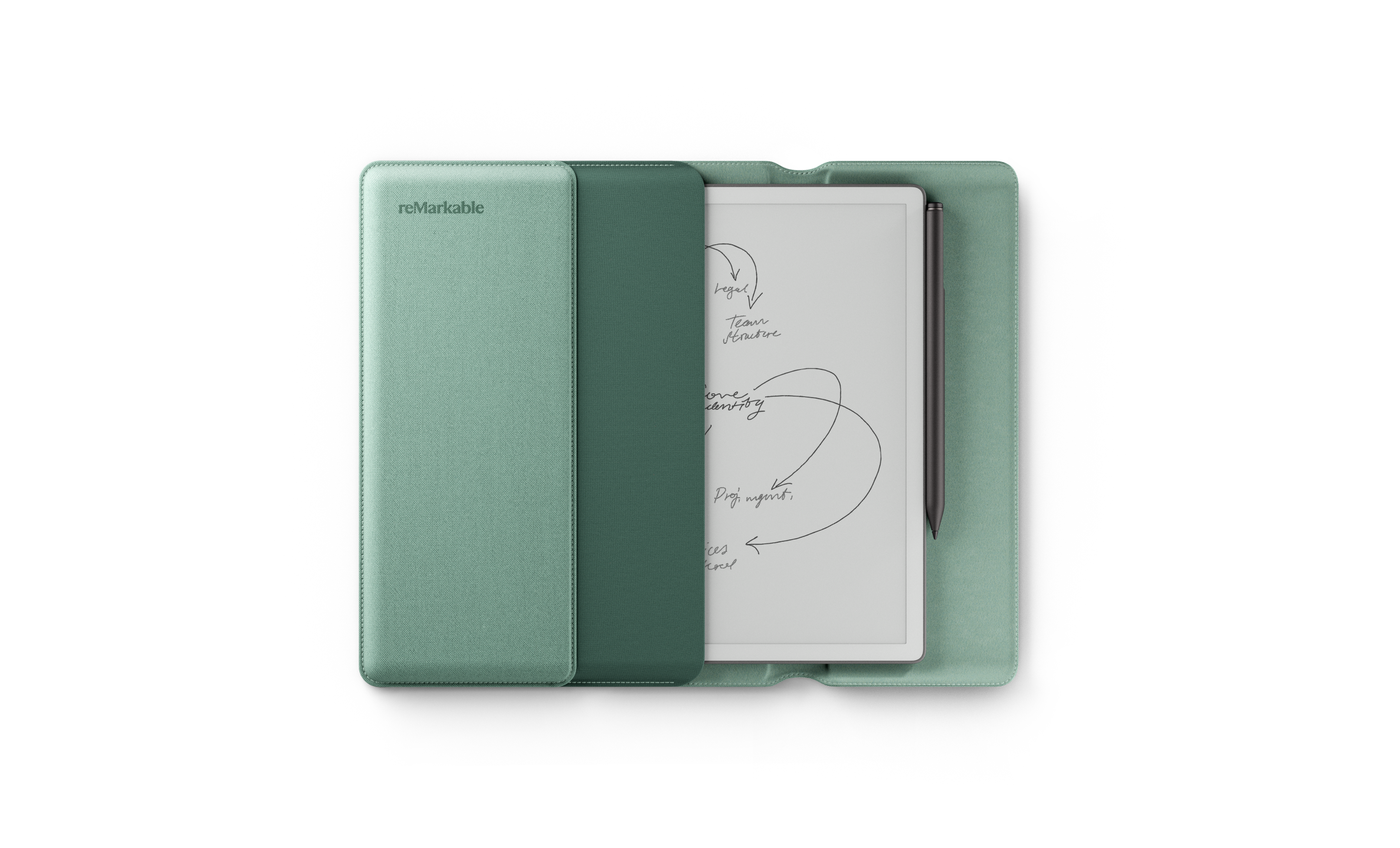 Image of the reMarkable Paper Pure with Marker Plus and Mist Green Folio