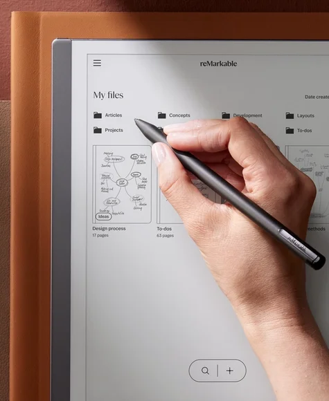 reMarkable 2 being used to organise documents and folders