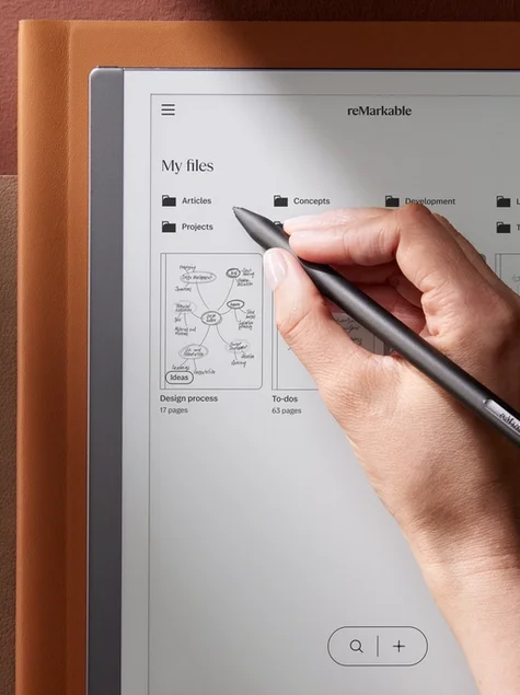 reMarkable 2 being used to organise documents and folders