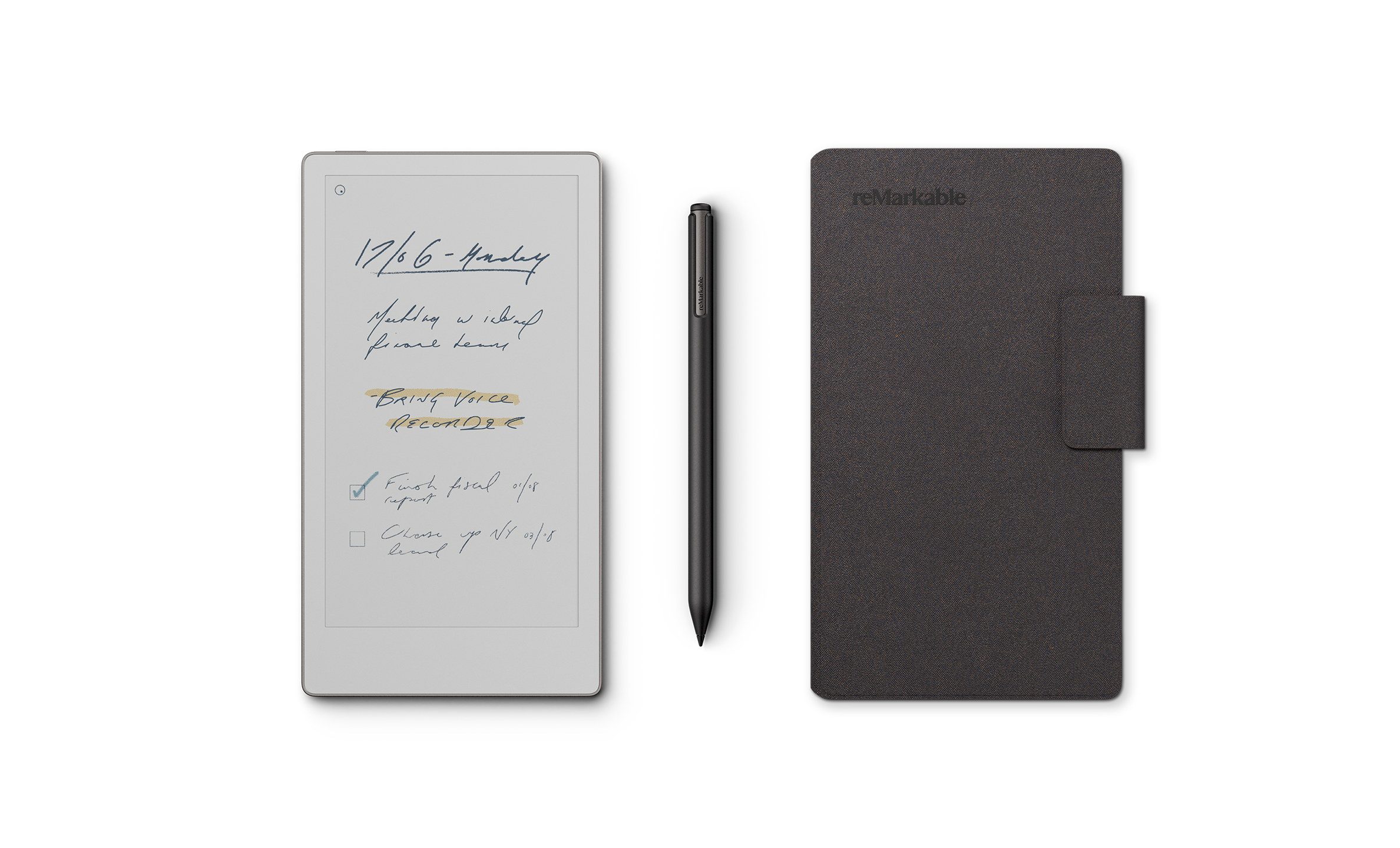 reMarkable Paper Pro Move with Marker Plus and Basalt Mosaic Weave Folio