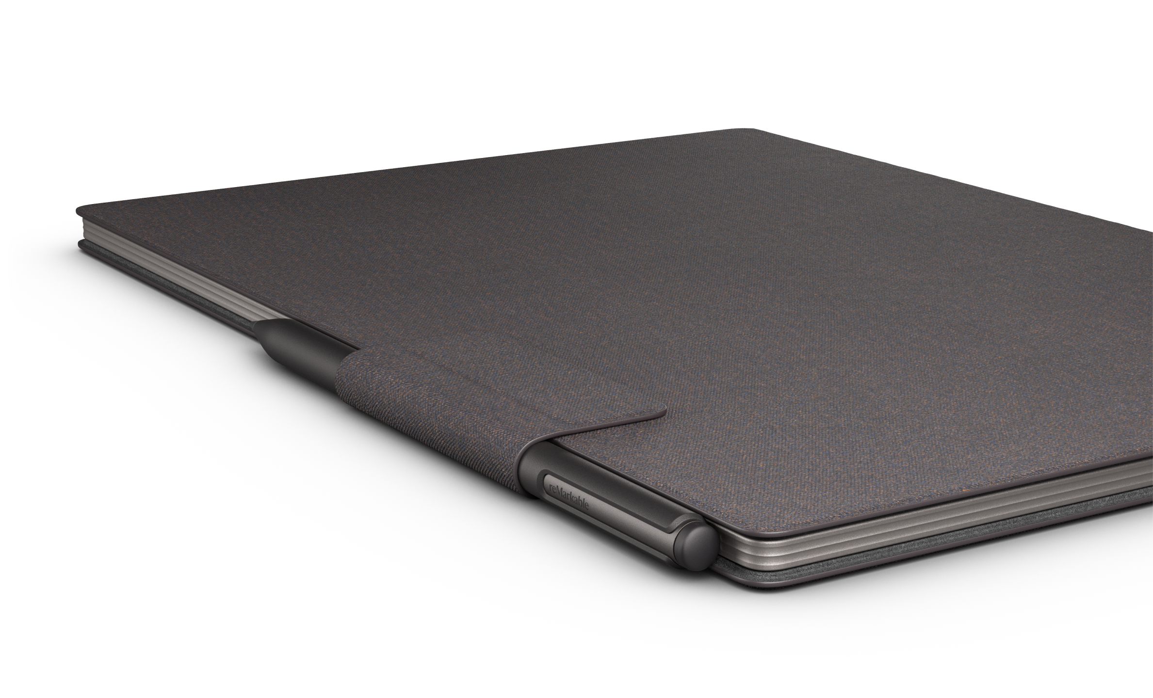 reMarkable Paper Pro with Marker Plus and Basalt Mosaic Weave Folio laying flat