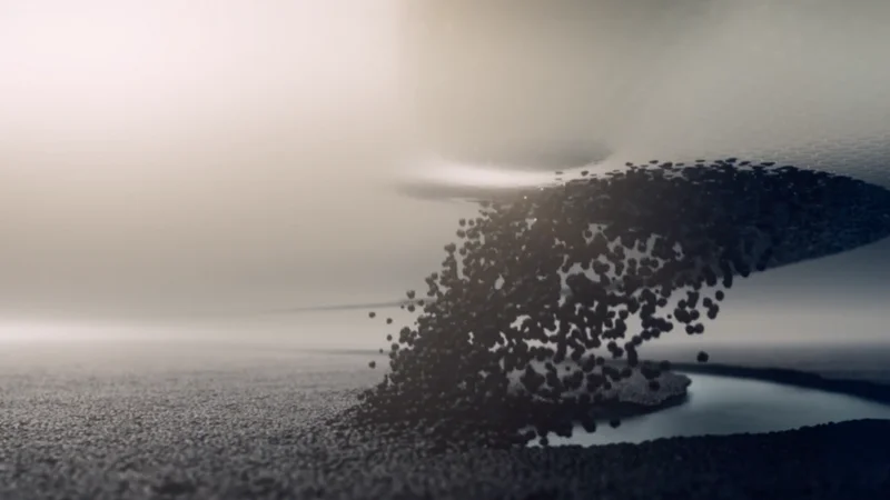 E-ink particles in close-up.