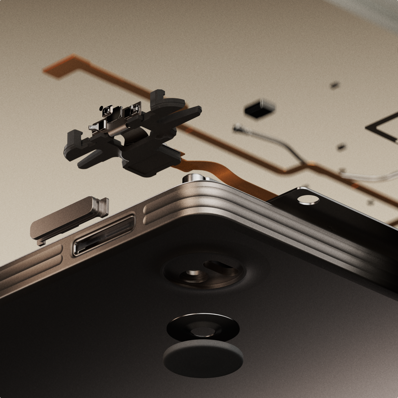Exploded view of a reMarkable Paper Pro tablet showing internal components.