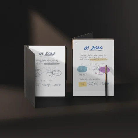 reMarkable Paper Pro and reMarkable 2 standing next to each other