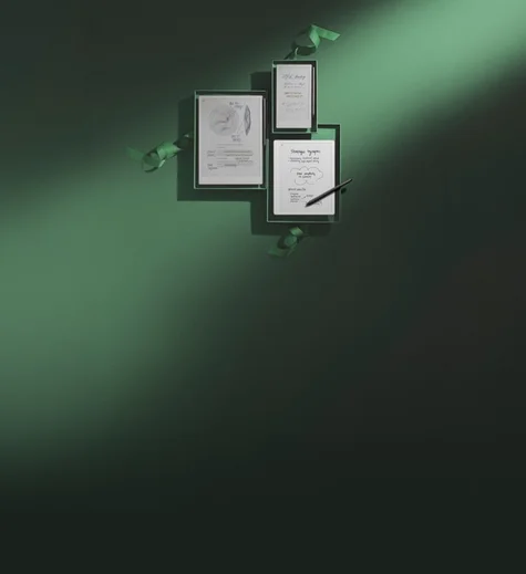reMarkable Paper Pro, reMarkable Paper Pro Move and reMarkable Paper Pure all gift wrapped in dark green paper.