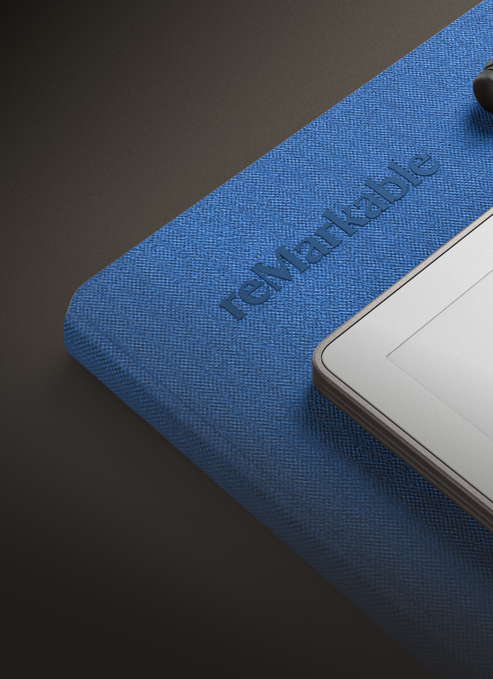 Close up of a corner of Book Folio mosaic weave in cobalt colour.