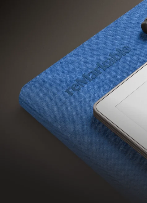 Close up of a corner of Book Folio mosaic weave in cobalt colour.