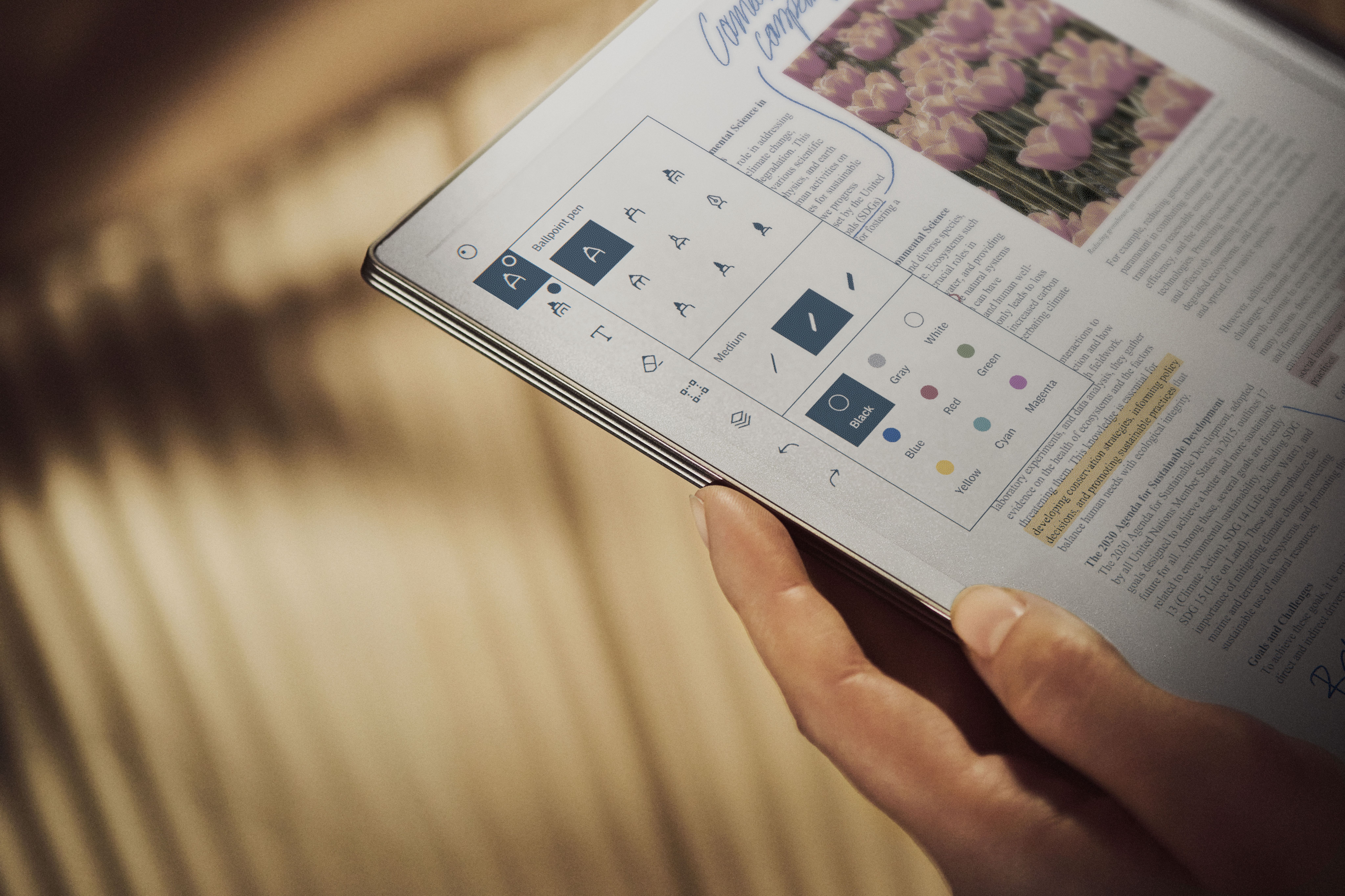 A close up of the toolbar and user interface of reMarkable Paper Pro