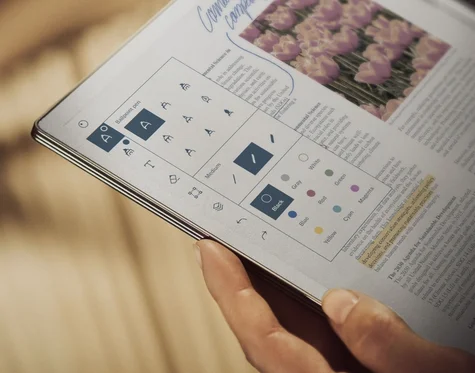 Eine Nahaufnahme der Symbolleiste und Benutzeroberfläche von reMarkable Paper Pro