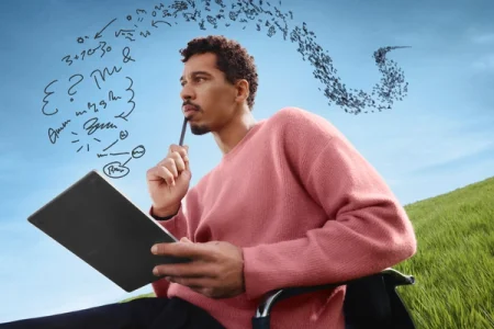A young professional using a reMarkable to find focus.