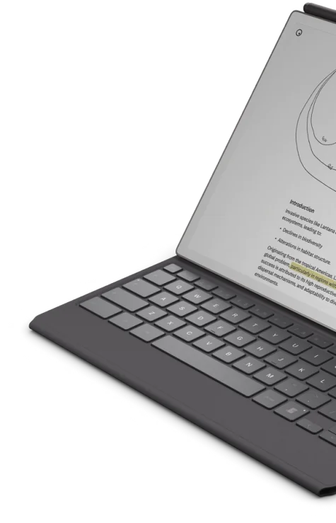 A Type Folio with reMarkable Paper Pro, displaying an image combining typed text and illustration.