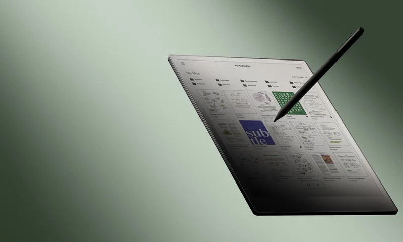 reMarkable paper tablet displaying documents with the Marker resting on the screen.