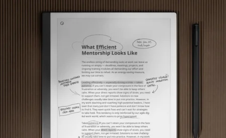 A reMarkable paper tablet displaying handwritten notes on a PDF.