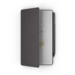reMarkable Paper Pro Move tablet in basalt color mosaic weave Book Folio open showing notes, with Marker attached.